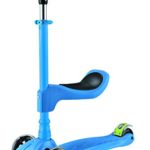 Kicsky Wheels Scooters for Kids with Seat Folding and Removable – 3 Wheel Toddler Scooter for Boys & Girls – Toddlers and Kids Toys for 2 Year Old and Up – Three Heights & Light Up Wheels