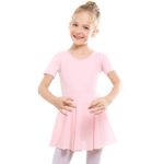 STELLE Girls Ballet Short Sleeve Dress Leotard for Dance, Gymnastics and Ballet(Toddler/Little Girl/Big Girl)