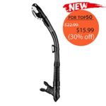 aegend Dry Snorkel, Dive Mask Easy-Breath Free Diving Snorkel for Snorkeling Scuba Diving Freediving Swimming, with Top Dry Valve and Food-Grade Silicone Mouthpiece for Adult Youth