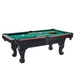 Lancaster 90 Inch Full Size Green Pool Table w/ Leather Pockets, Cues, and Chalk