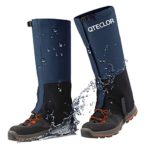 QTECLOR Leg Gaiters Waterproof Snow Boot Gaiters for Snowshoeing, Hiking, Hunting, Running, Motorcycle Anti-Tear Oxford Fabric, TPU Instep Belt Metal Shoelace Hook for Outdoor (Blue, XL)