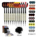 Sinwind Soft Darts Set, 12 Pcs Soft Tip Darts, 42 Flights and 100 Soft Tip Points for Electronic Dartboards