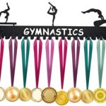 ULwysd Sport Medal Hanger Display Holder for 40 Medals – Medal Awards Display Rack with 20 Hooks-Gymnastics- Black-Best Gifts Medal Display Honors Holder