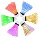 Ohuhu LED Badminton Shuttlecocks Lighting Birdies Shuttlecock Glow in The Dark Badminton Birdie for Indoor/Outdoor Sports Activities, 6-Pack