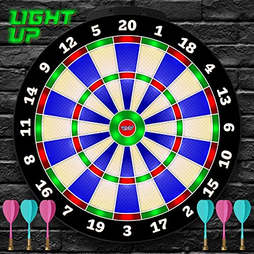Lightup Dart Board Game Innovative Illuminated Kids Safe Dartboard Set with Glowin
