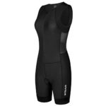 qualidyne Triathlon Suits Trisuit Women Duathlon Running Swimming Cycling Sleeveless Skinsuit with 2 Pockets and Padded Soft Chamois