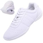 DADAWEN Women’s White Cheerleading Shoe Fitness Training Shoes Dance Shoes Tennis Sneakers Cheer Shoes for Girls