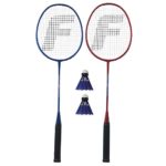 Franklin Sports 2 Player Badminton Replacement Set – 2 Badminton Racquets and 2 Shuttlecocks – Adults and Kids Backyard Game – Red, Blue, Stars