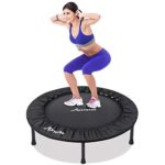 MOVTOTOP Mini Trampoline 38 Inch, Folding Indoor Trampolines with Safety Pad, Fun Mini Fitness Rebounder Trampoline for Kids Adults Indoor/Garden Workout Max 300lbs, Black