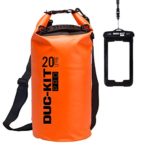 Duc-Kit Pro Waterproof Dry Bag + Smart Phone IPX8 Case, 2 Adjustable Shoulder Straps as Standard. Ideal for Kayaking, Canoeing, Diving, Fishing, Boating, Swimming, Camping, Skiing. (Orange, 20 L)