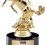 Crown Awards Rodeo Trophies with Custom Engraving, 7.25″ Personalized Bronco Bucking Male Trophy On Deluxe Round Base Prime