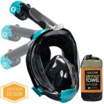 cozia design Snorkeling Gear – Full Face Snorkel Mask and Super Drying Microfiber Towel – Next Generation Snorkeling Mask Full Face with Safe Breathing System, Foldable Tube, Camera Mount