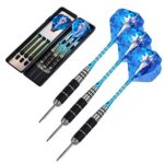 ANSOWNY Darts Steel Tip Set Professional, Steel tip Darts pro 22/26 Grams with Case, Aluminum Shafts and Black Coated Metal Barrels – 3 Pack