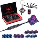 Whimlets Steel Tip Darts Set – Professional Darts with Extra Aluminum Shafts, O-Rings, Flights + Dart Tool and Sharpener + Gift Case + Darts Guide