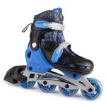 New Bounce Inline Skates for Kids – Adjustable 4 Wheel Blades Roller Skates for Boys, Girls, Teens, and Young Adults Outdoor Rollerskates for Beginners & Advanced | Blue