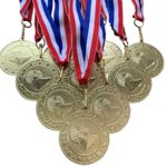 10 Pack of Gold Cheerleading Medals Trophy Award with Neck Ribbons