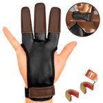 KESHES Archery Glove Finger Tab Accessories – Leather Gloves for Recurve & Compound Bow – Three Finger Guard for Men Women & Youth