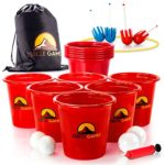 Yard Pong Outdoor and Backyard Game Giant Pong Set for Beach, Lawn, Pool Best BBQ Games Premium Beer Golf for Family & Friends 12 Buckets + 4 Balls + Pump Jumbo Size Beer Pong & Bonus