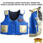 HILASON Kids Junior Youth Bull Riding Pro Rodeo Leather Vest Chaps