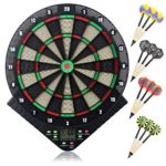 Miuko Electronic Dart Board, Electronic Dartboard, Soft Tip Dartboard Set LCD Display Scoreboard, 18 Games 159 Options Include 6 Darts 24 Tips for 8 Players, Battery Supply