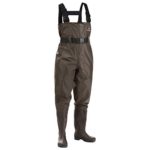 FISHINGSIR Chest Fishing Waders Hunting Bootfoot with Wading Belt Waterproof Nylon and PVC Cleated Wading Boots for Men Women Size 6