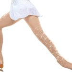 Chloe Noel Figure Skating Over The Boot Tights with Crystals on Both Legs TB8832 (Light Tan,CXS)