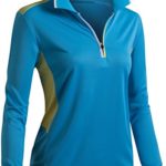 CLOVERY Women’s Sport Wear Long Sleeve 2-Tone Zip-up POLO Shirt