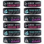 (12-Pack) Cheerleading Wristbands with Motivational Quotes – Wholesale Bulk Bracelets for Cheer Party Favors Supplies Giveaway Gifts for Cheerleading Team – Ladies Size for Girls Women Cheerleaders