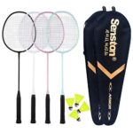 Senston Badminton Rackets 4 Pack, Badminton Set Including 2 Badminton Bag/4 Rackets/4 Nylon Badminton