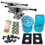 Yocaher Longboard Skateboard Trucks Combo Set w/ 71mm Wheels + 9.675″ Polished/Black Trucks Package