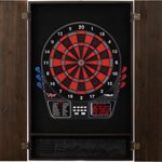Viper Metropolitan Solid Wood Cabinet & Electronic Dartboard Ready-to-Play Bundle with Two Sets of Soft-Tip Darts and Integrated Storage in Multiple Stain Options