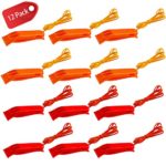 AVIDE 12 Pcs Emergency Safety Whistles with Lanyard, Plastic Whistles Set for Sports Training Outdoor Emergency Survival Like Boating Camping Hiking Hunting, Red and Orange