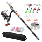 FISHOAKY Fishing Rod kit, Carbon Fiber Telescopic Fishing Pole and Reel Combo with Line Lures Tackle Hooks Reel Carrier Bag for Adults Travel Saltwater Freshwater