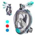 VELLAA Snorkel Mask Full Face for Kids and Adults, Dry Top Set Anti-Fog Anti-Leak 180 Panoramic Large View Free Breath with Detachable Camera Mount, Adjustable Head Straps Foldable Snorkeling Mask