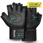Updated 2020 Version Professional Ventilated Weight Lifting Gym Workout Gloves with Wrist Wrap Support for Men & Women, Full Palm Protection, for Weightlifting, Training, Fitness, Hanging, Pull ups