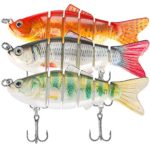 Lifelike Fishing Lures for Bass, Trout, Walleye, Predator Fish – Realistic Multi Jointed Fish Popper Swimbaits – Spinnerbaits Lure Fishing Tackle Kits – Freshwater and Saltwater Crankbaits – 3 Pack