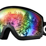 General OTG Ski Goggles for Adult, Double Anti-Fog Lenses with UV400 Protection, ODOLAND S2 Goggles for Snowboarding Skating Sledding, Black