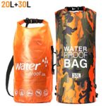 MARJAQE Waterproof Dry Bag Sac 20L/30L 2-Pack All Purpose Waterproof Sack Foldable Backpack for Floating Kayaking Fishing Canoeing Hiking Camping Boating Rafting Beach