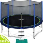 Zupapa 15 14 12 FT TUV Approved Trampoline with Enclosure net and Poles Safety Pad Ladder Jumping Mat Rain Cover, Blue (12)
