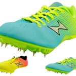 HEALTH Men’s Women’s Track Spike Running Sprint Shoes Mesh Breathable Track and Field Spikes Professional Athletic Shoes 135 Lemon & Azure