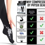 Physix Gear Compression Socks for Men & Women 20-30 mmHg, Best Graduated Athletic Fit for Running Nurses Shin Splints Flight Travel & Maternity Pregnancy – Boost Stamina Circulation – Grey Flower S-M