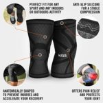 Mava Sports Knee Compression Sleeve Support (Black, Medium)