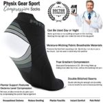 Physix Gear Sport Compression Running Socks for Men & Women Plantar Fasciitis – 2PAIR BLK WHT L/XL