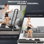 Folding Treadmill,2 in1 Small Treadmills for Home,2.25Hp Electric Under Desk Treadmill Weight Machine with Bluetooth Speakers&Remote Control,Built-in 5 Modes&12 Programs,Installation-Free (Black)