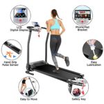 Mauccau Folding Electric Treadmill Exercise Machine with LCD Display Fitness Trainer Walking Running Machine for Home Gym (Black)