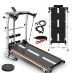 Treadmills for Home 440lbs Weight Capacity Silent Treadmill Folding Shock Running, Supine, Twisting, Draw Rope 4-in-1 Mechanical Mini Walking Machine