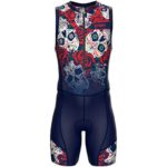 Sparx Men`s Triathlon Suit Trisuit Race Skinsuit Cycling Speed Suit Italian Fabric Swimskin (Skulls, S)
