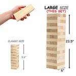 Large Tower Game Jenge Stacker Wooden Stacking Games Lawn Outdoor Games for Adults and Family – Includes Rules and Carry Bag-54 Medium Blocks