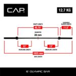 CAP Barbell 6-Foot Solid Olympic Bar, Black (2-Inch)