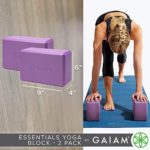 Gaiam Essentials Yoga Block (Set Of 2) – Supportive Latex-Free Eva Foam Soft Non-Slip Surface For Yoga, Pilates, Meditation, Deep Purple